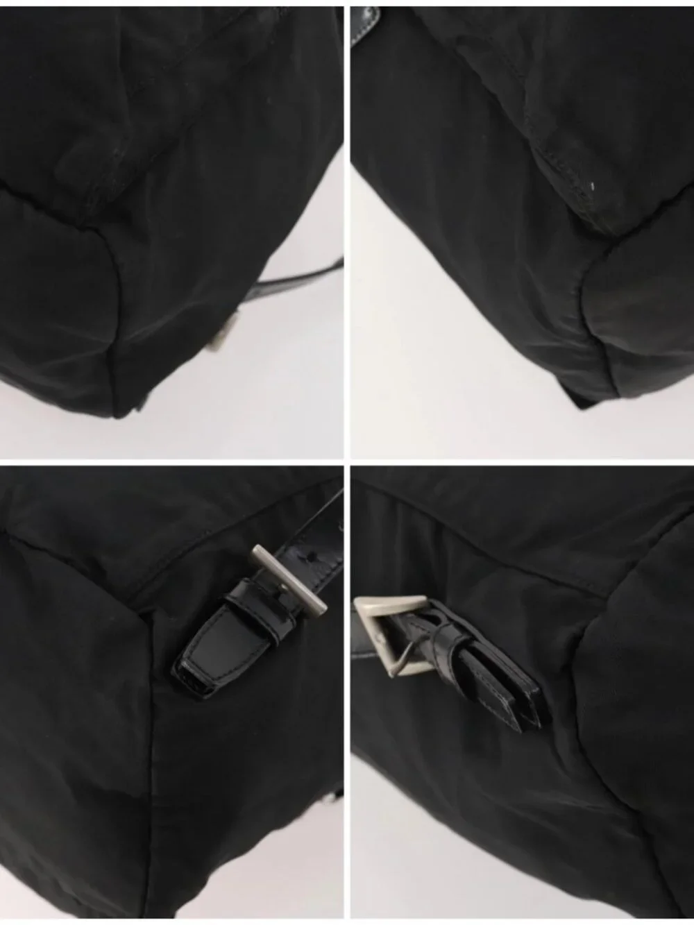PRADA Backpack Nylon Black Silver Auth 183221